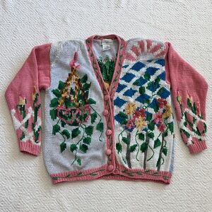 Alexandra Bartlett Garden Party! 90s Small Vintage Ugly Sweater Pink